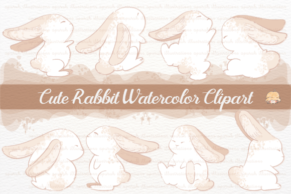 Cute Rabbit Watercolor Clipart for Crafting & Handmade Business Use