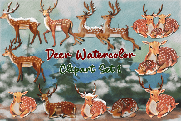 Deer Family Watercolor Clipart PNG: A Versatile Illustration for Cozy Craft Brands