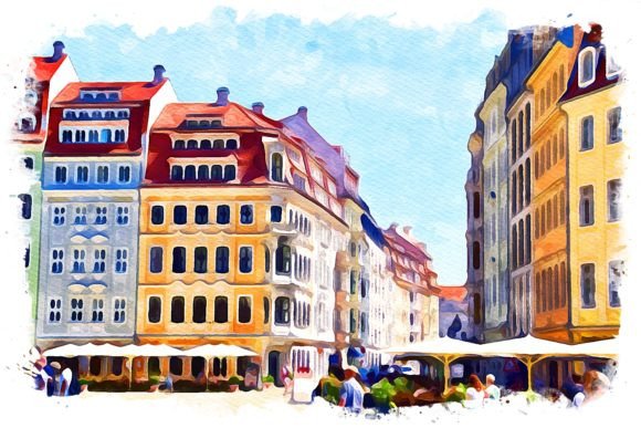 Dresden Germany Exquisite Watercolor Illustrations for Digital Sellers