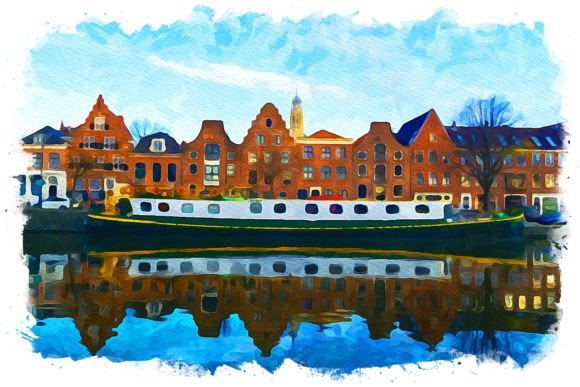 Haarlem Holland Exquisite Watercolor Illustrations
