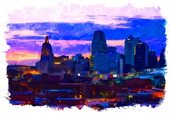 Kansas City U.S.a. Watercolor Illustrations for Digital Sellers