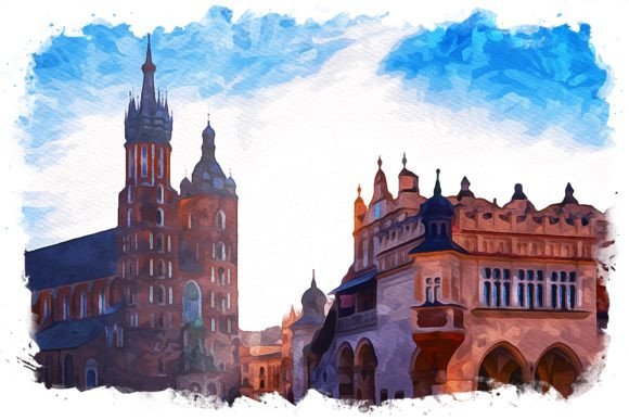 Krakow Poland Exquisite Watercolor Illustrations for Blog & Editorial Design