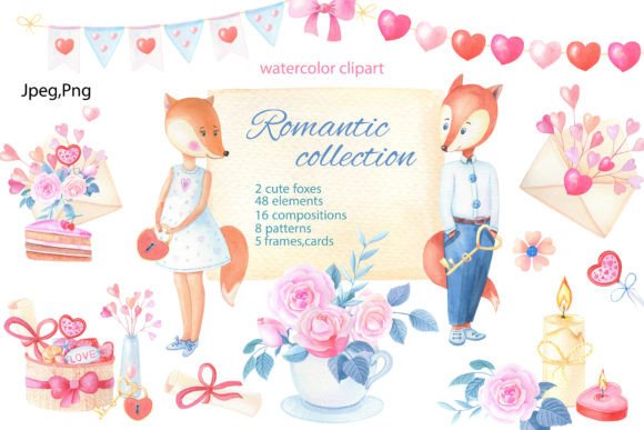 Reviewing Romantic Collection. Watercolor for Blog Graphics & Editorial Design