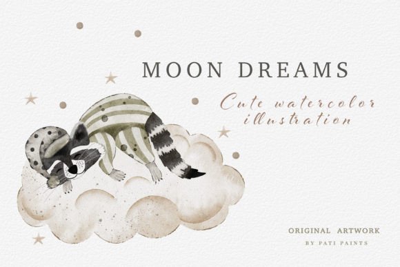 Sleeping Watercolor Raccoon Illustration: A Charming Addition to Lifestyle Blog Graphics