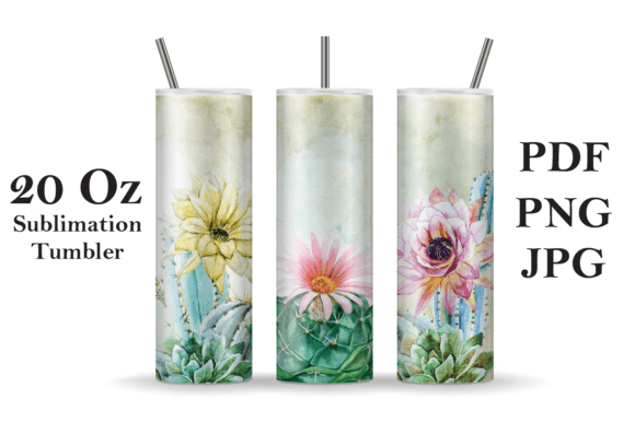 Watercolor Cactus 20oz Sublimation: A Fresh Illustration for Lifestyle Blogging and Digital Content