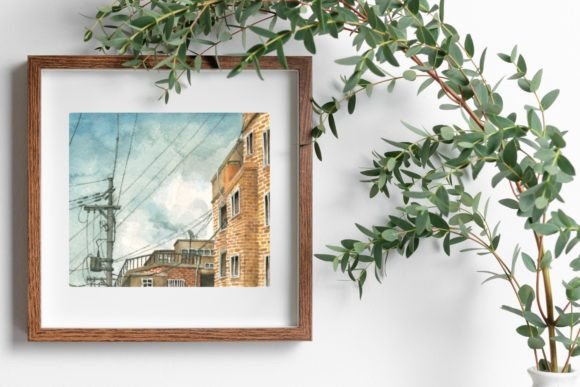 Watercolor City Wall Art Review for Embroidery Designers