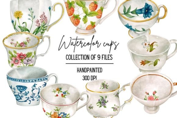 Watercolor Porcelain Cups: A Soft, Artistic Illustration for Lifestyle & Creative Blogs