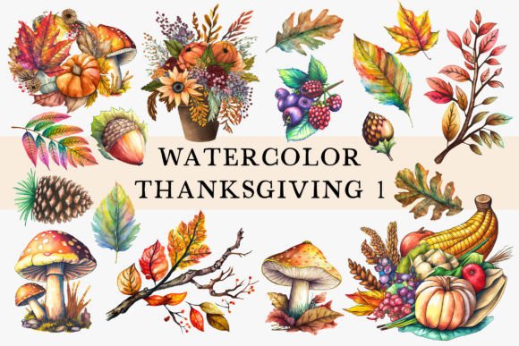 Watercolor Thanksgiving Set Vol 1: A Seller's Review for Illustrations & Digital Product Creation